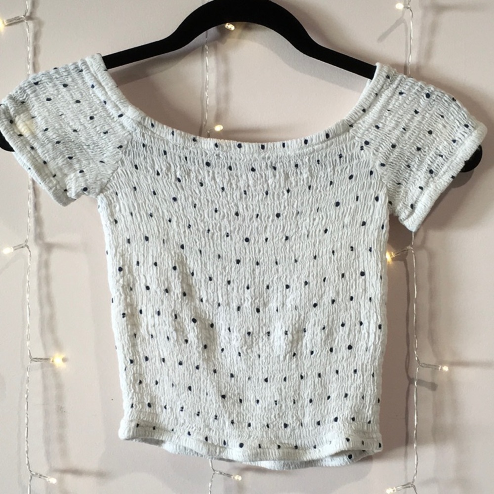 off the shoulder polka dotted top